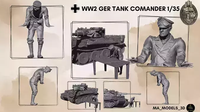 ww2 german Tank comander 1-35 3D print model