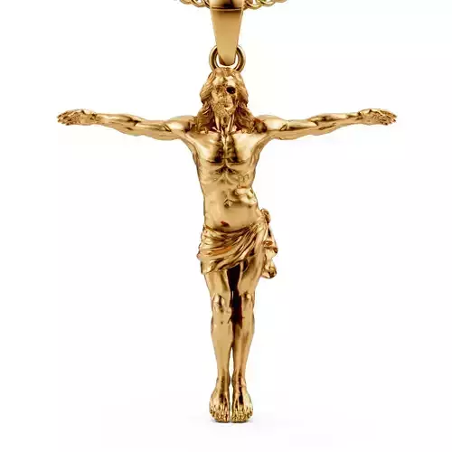 Jesus Cross pendant silver gold printable jewelry 3D model
