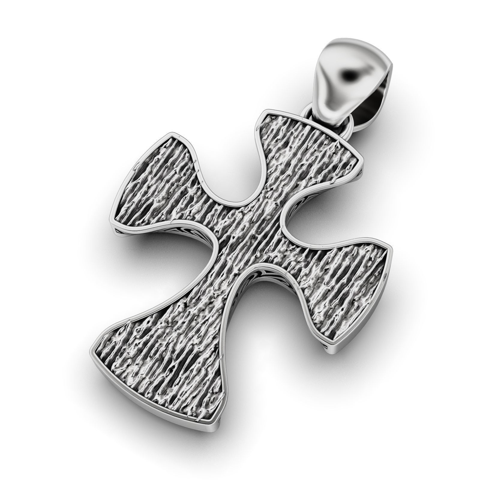 Gothic Cross Pendant with Garnet Gemstone 3D print model_7