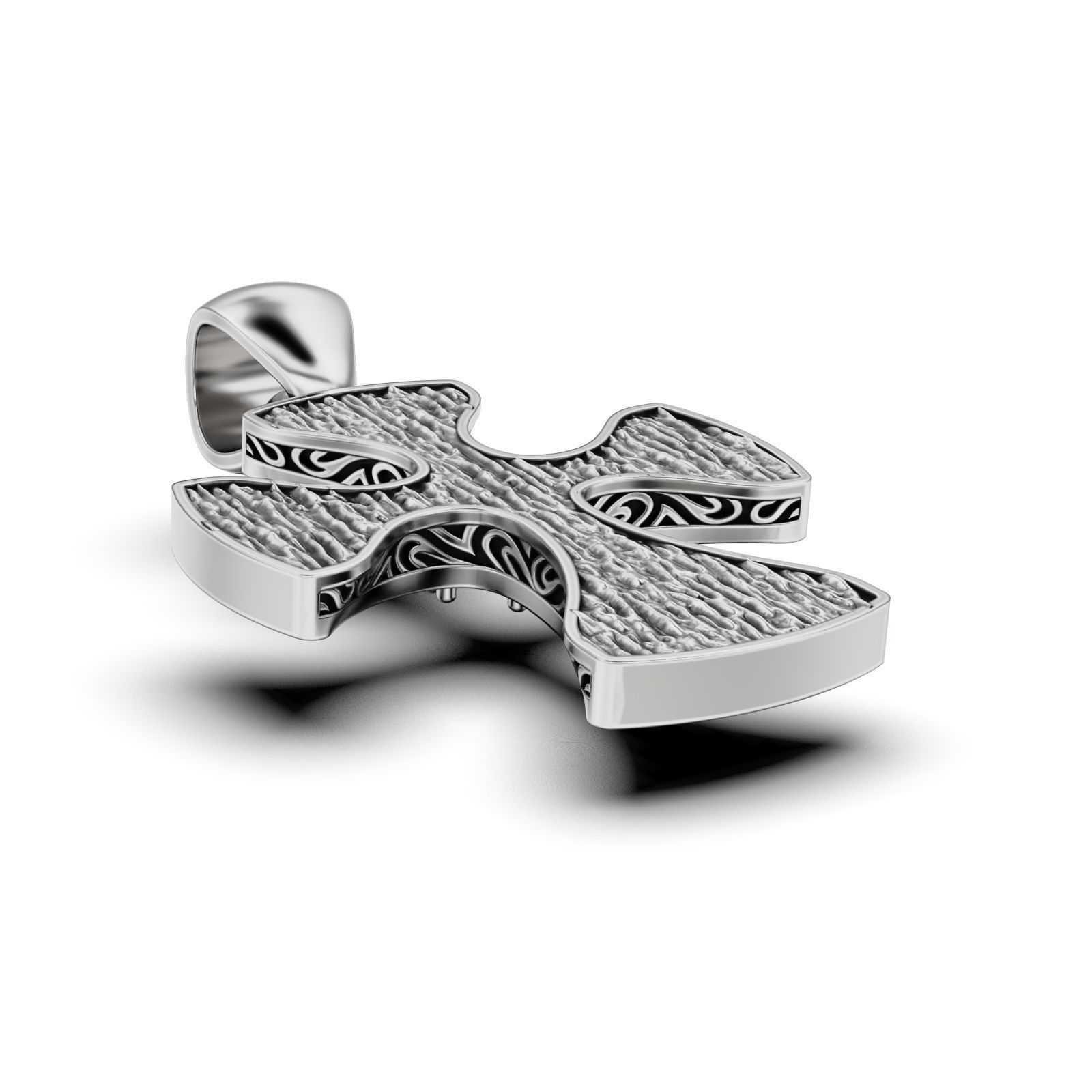 Gothic Cross Pendant with Garnet Gemstone 3D print model_8