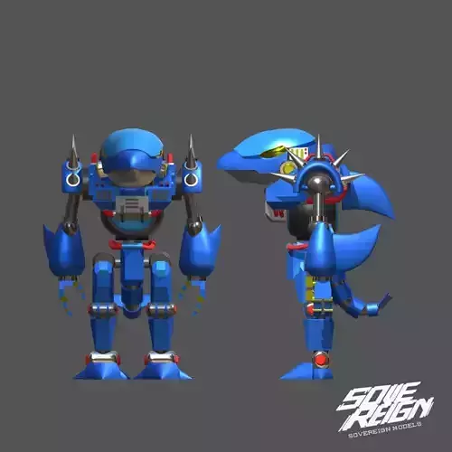 MECHA ANIMALS SHARK ACTION FIGURE 3D print model