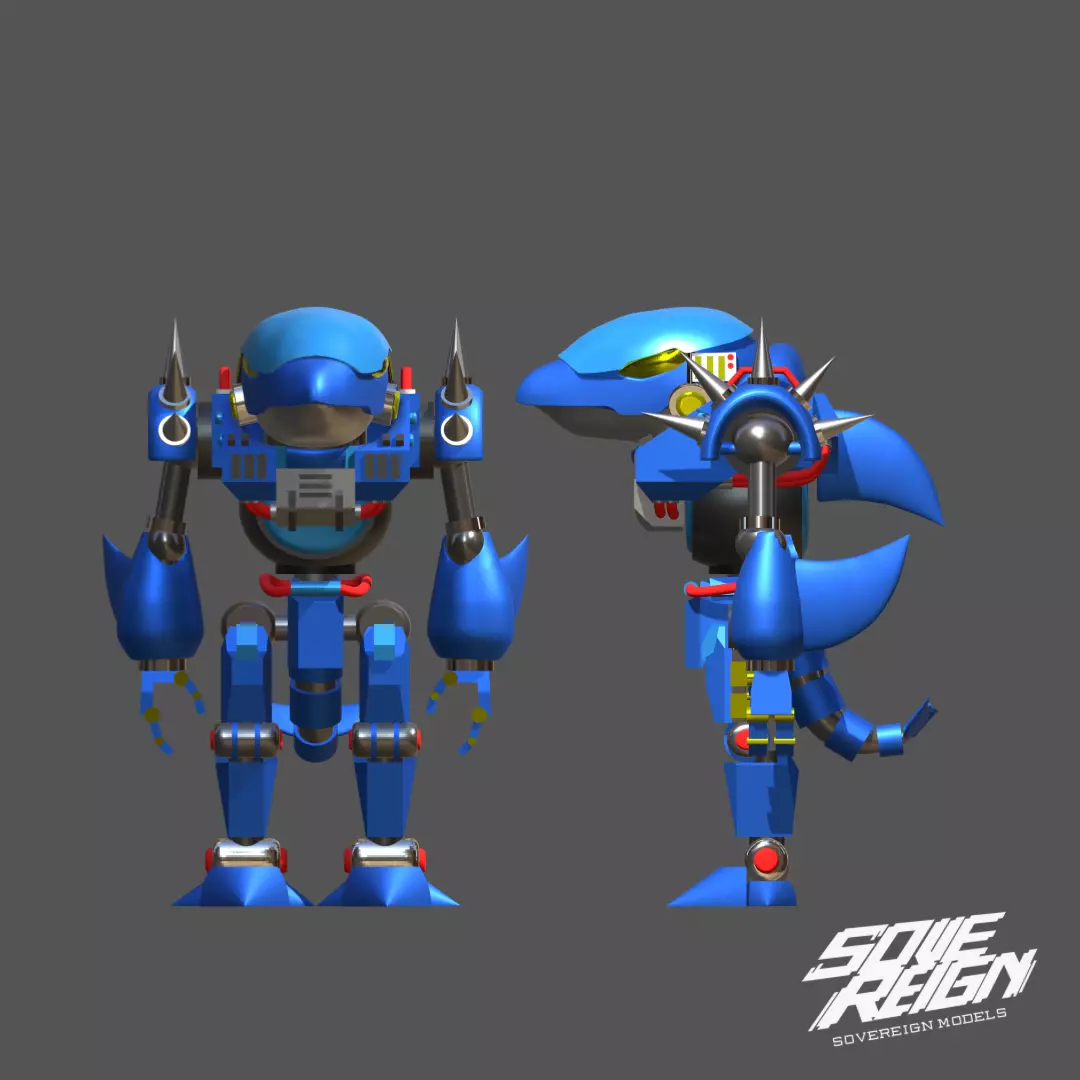 MECHA ANIMALS SHARK ACTION FIGURE 3D print model_0