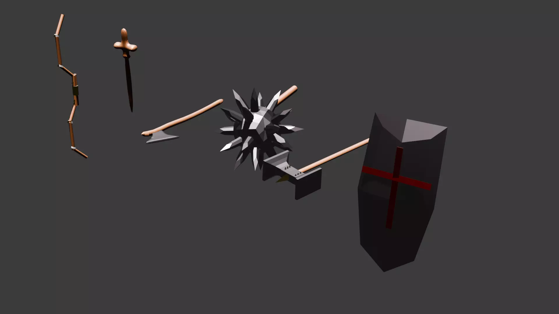 Medieval Weapon Set Low-poly 3D model_0