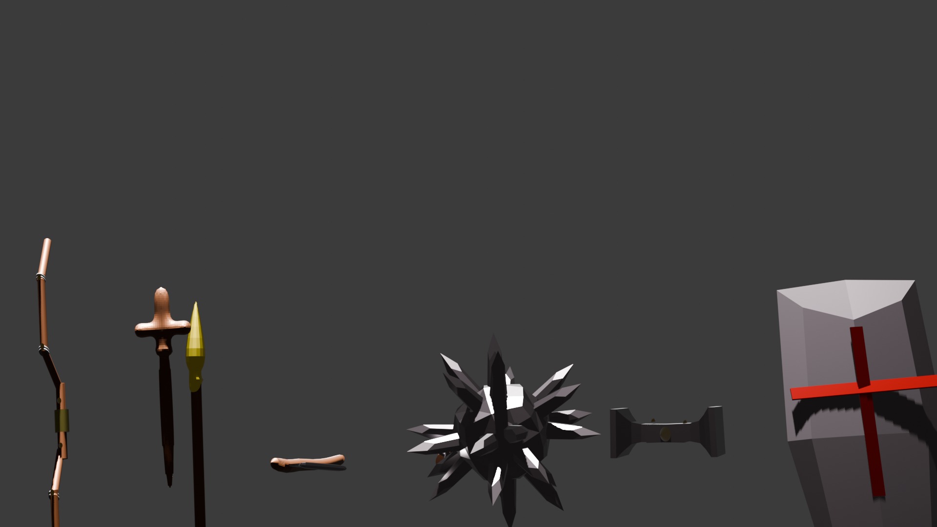 Medieval Weapon Set Low-poly 3D model_3