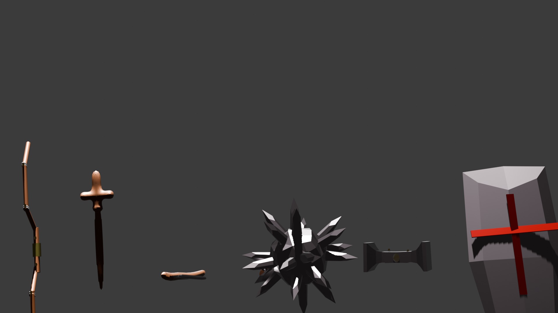 Medieval Weapon Set Low-poly 3D model_2