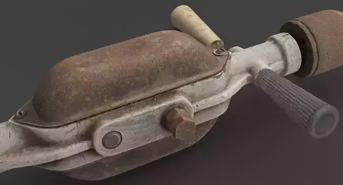 Handle Metal Old Drill Low-poly 3D model