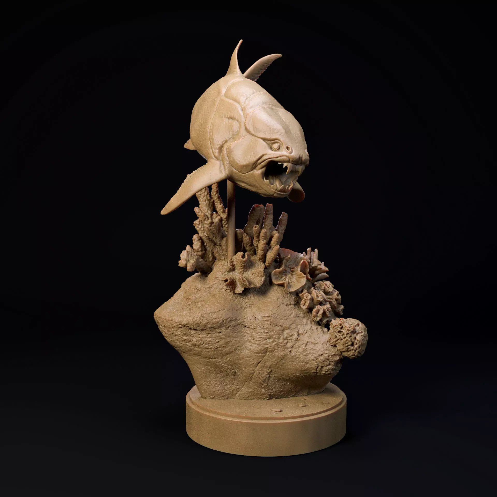 Dunkleosteus swimming 1-35 scale pre-supported prehistoric fish 3D print model_0