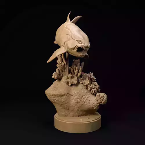 Dunkleosteus swimming 1-35 scale pre-supported prehistoric fish 3D print model