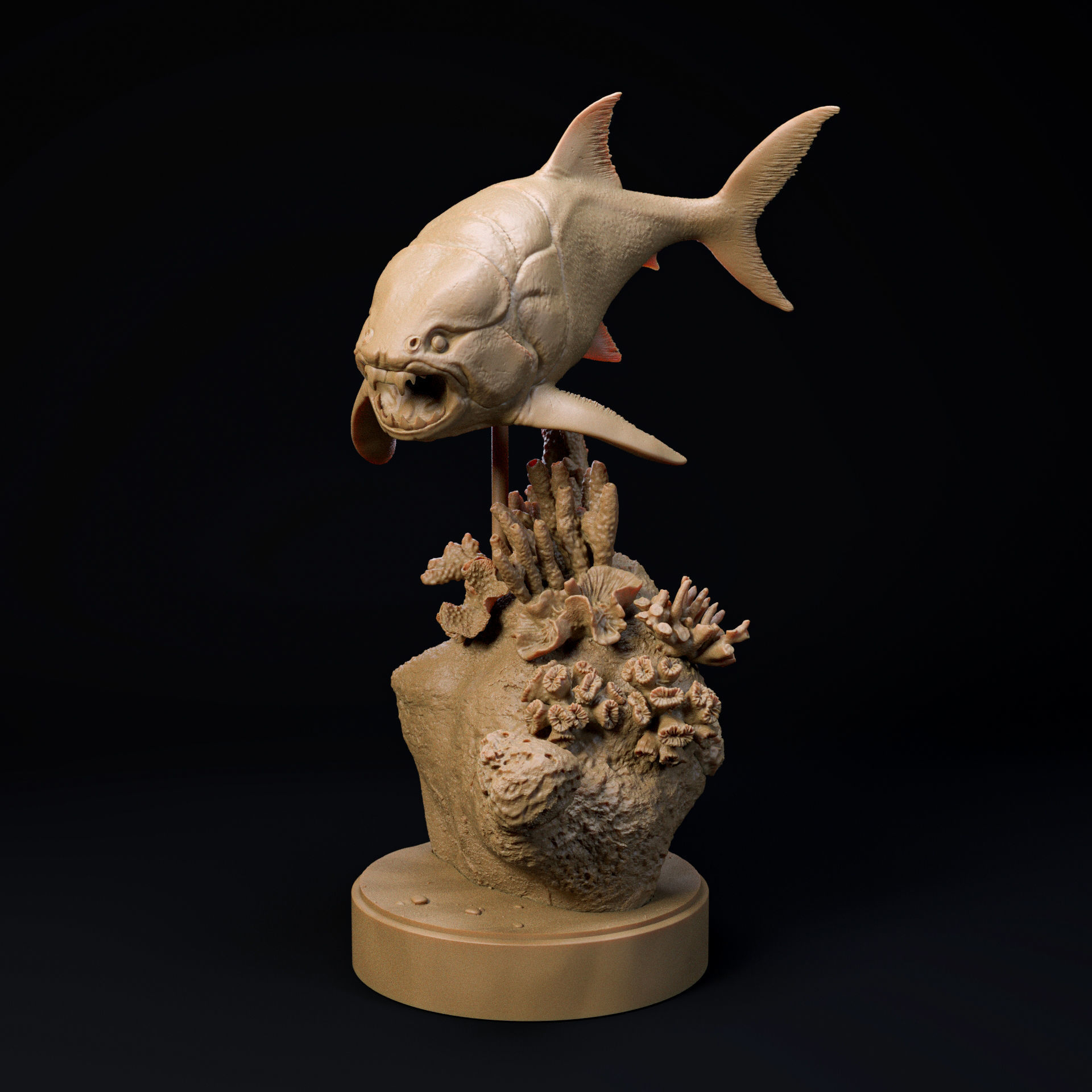 Dunkleosteus swimming 1-35 scale pre-supported prehistoric fish 3D print model_1