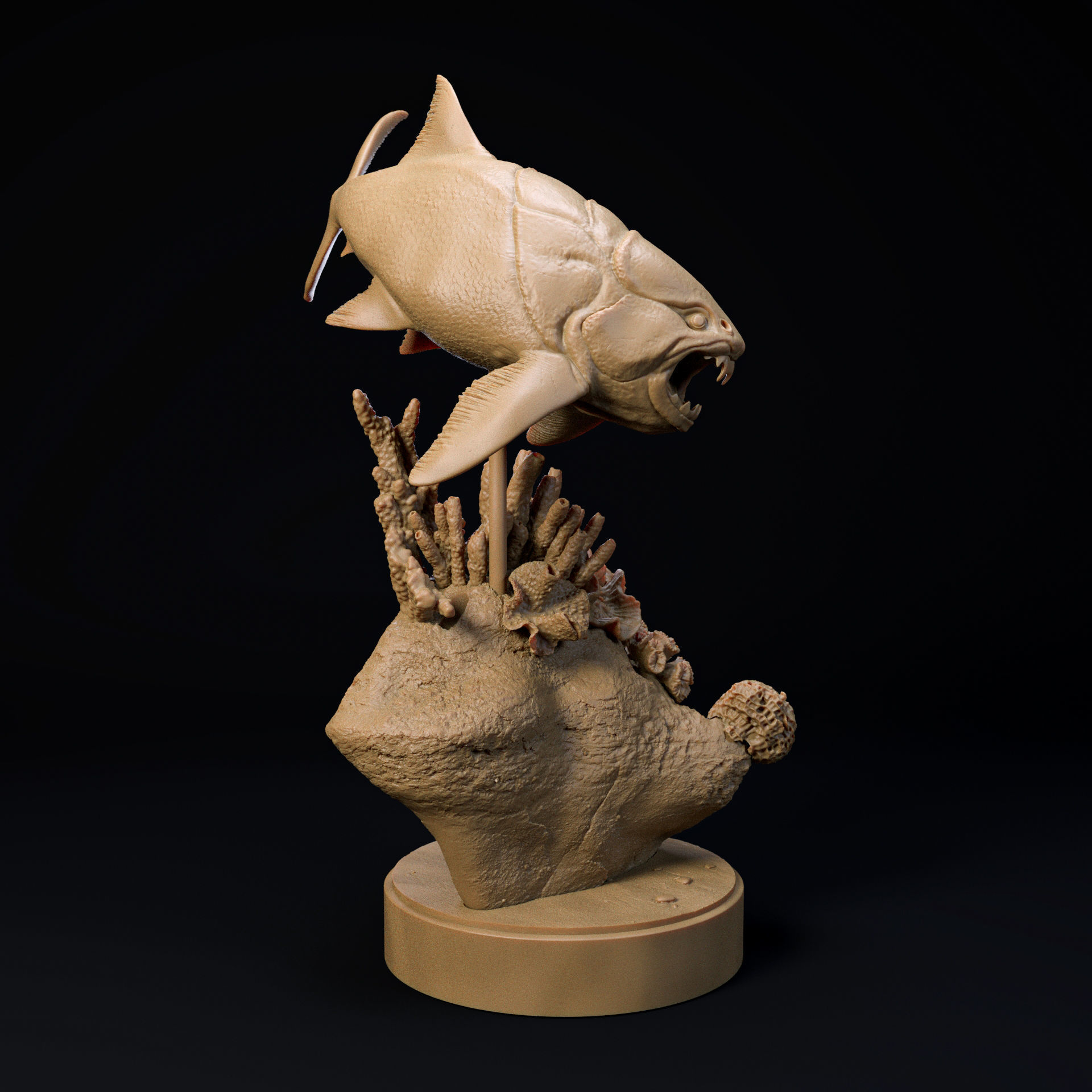 Dunkleosteus swimming 1-35 scale pre-supported prehistoric fish 3D print model_3