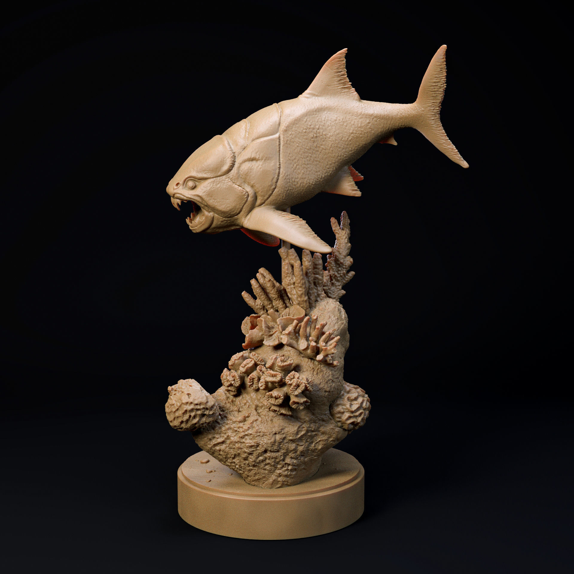 Dunkleosteus swimming 1-35 scale pre-supported prehistoric fish 3D print model_2