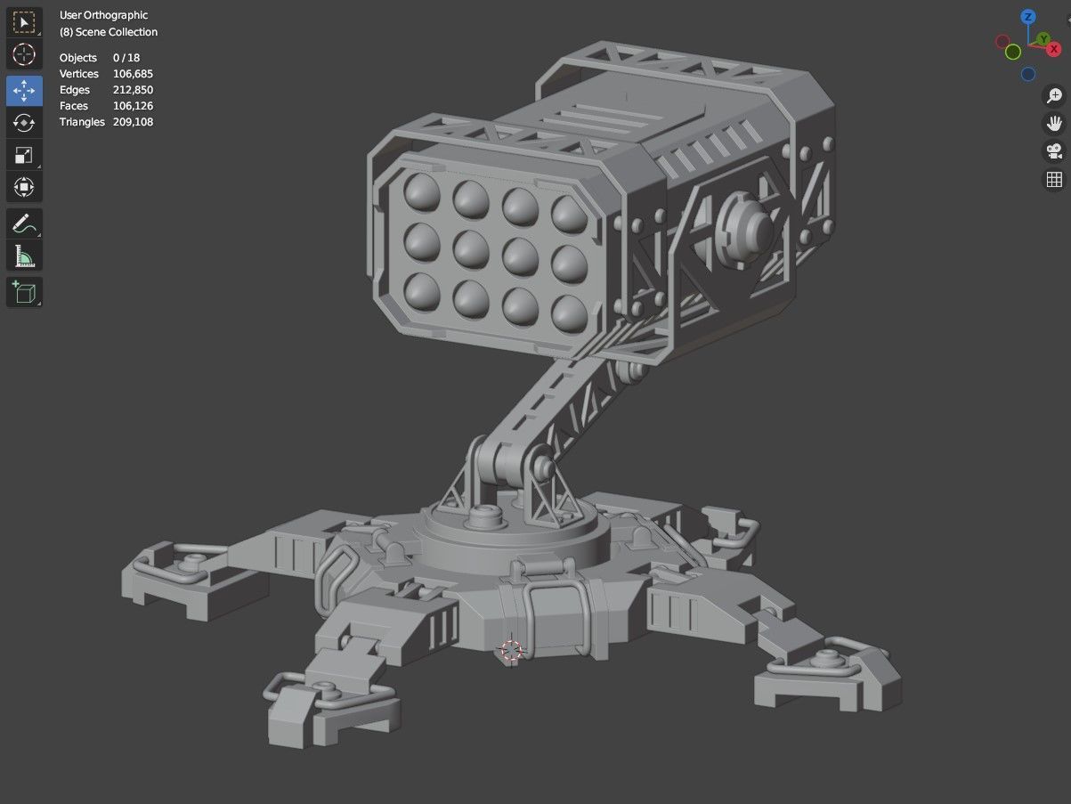 Missile Launcher 1 - Clay 3D model_14