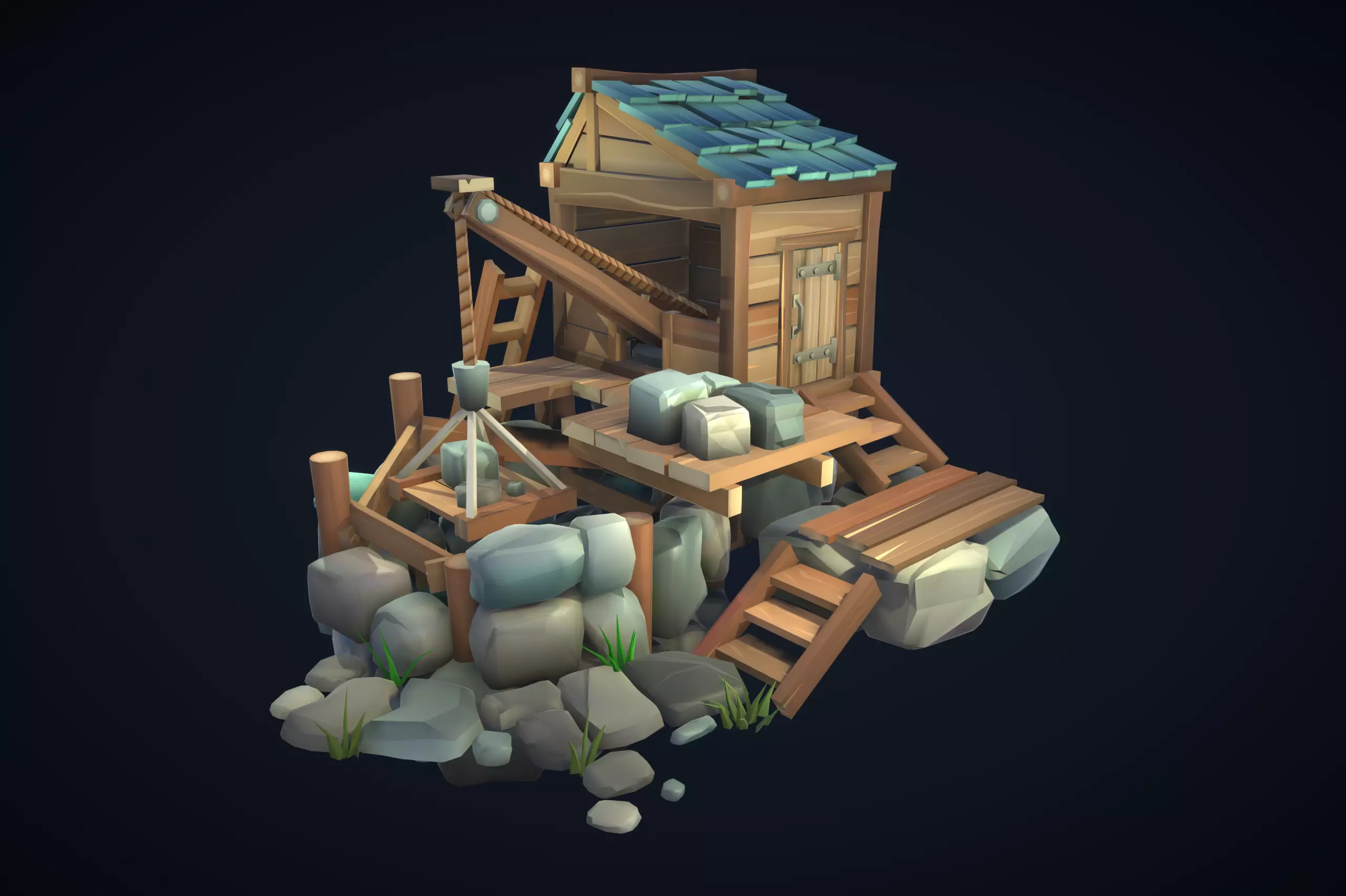 Stylized Poly Quarry Low-poly 3D model