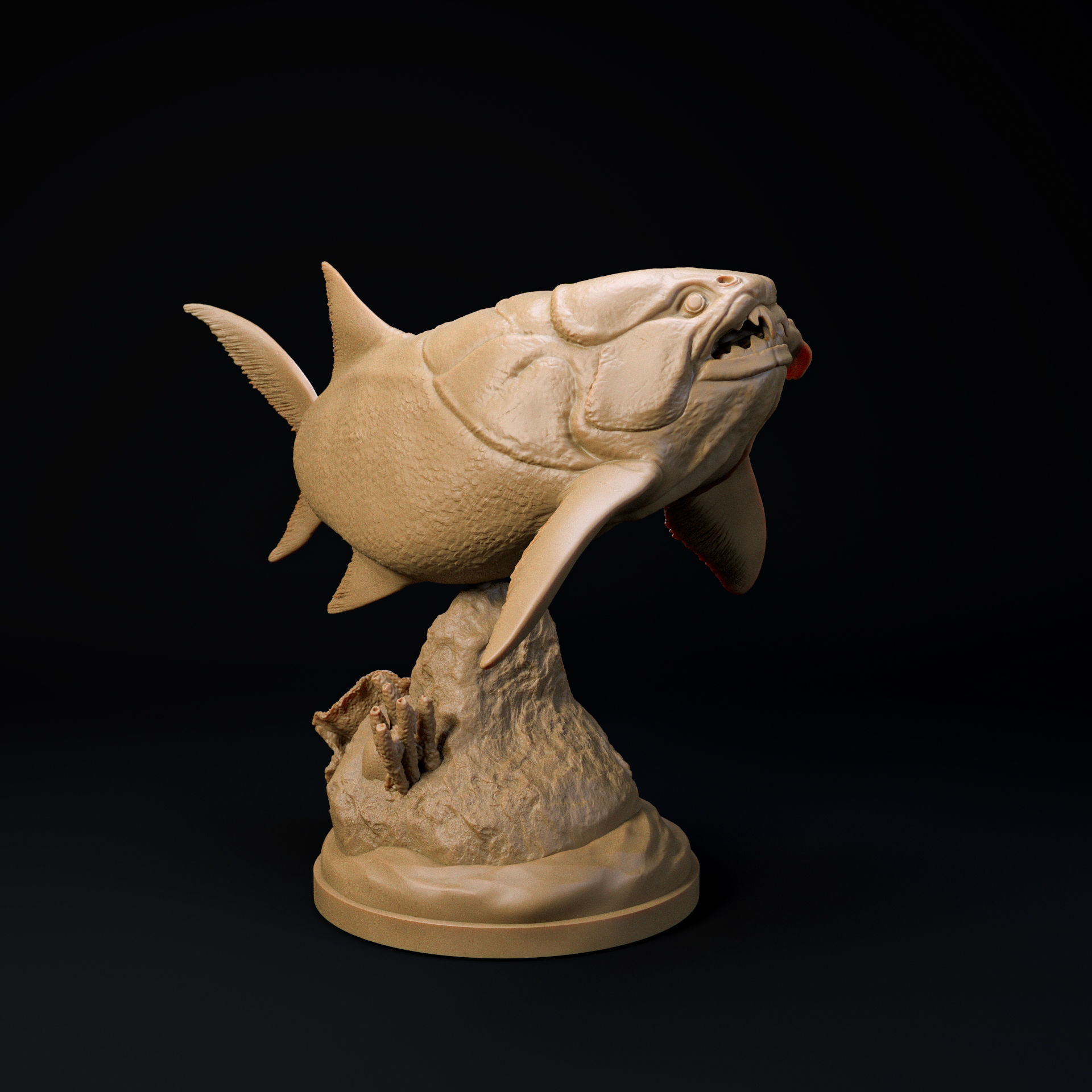 Dunkleosteus hunting 1-35 scale pre-supported prehistoric fish 3D print model_2