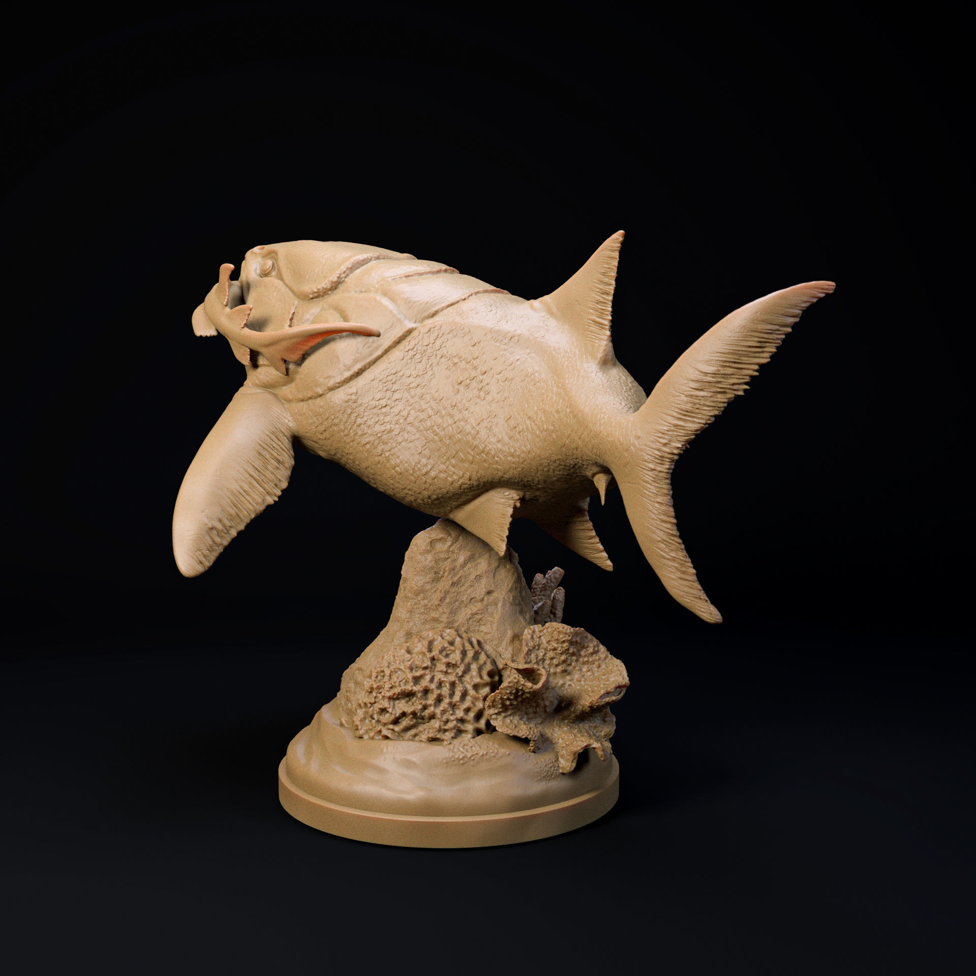 Dunkleosteus hunting 1-35 scale pre-supported prehistoric fish 3D print model_1