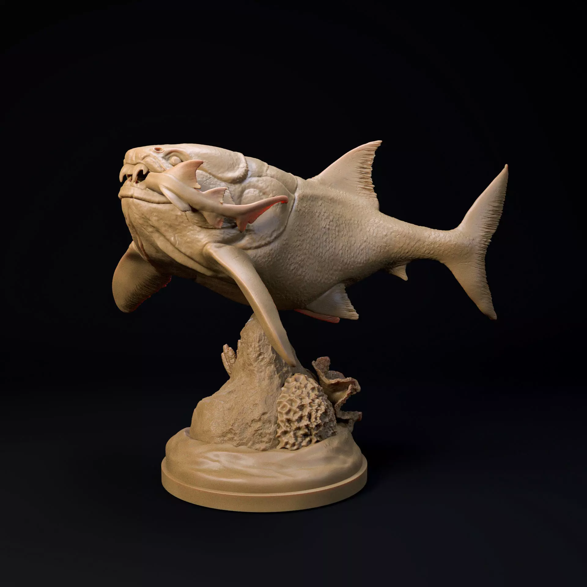 Dunkleosteus hunting 1-35 scale pre-supported prehistoric fish 3D print model_0