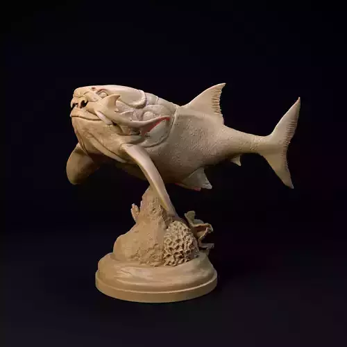 Dunkleosteus hunting 1-35 scale pre-supported prehistoric fish 3D print model