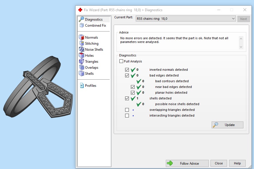 Fashion movable Chains ring all sizes R55 3D print model_4
