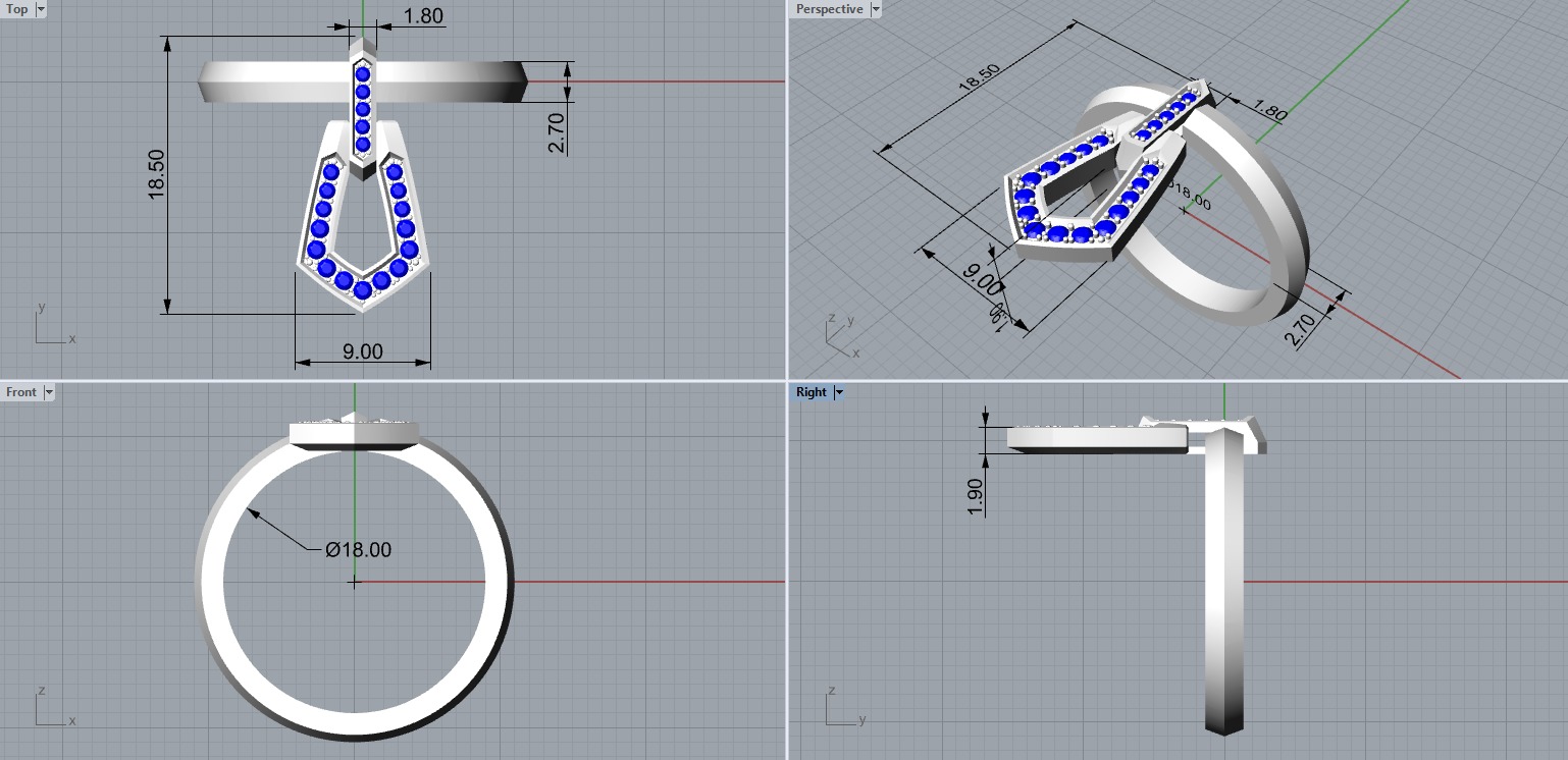 Fashion movable Chains ring all sizes R55 3D print model_2