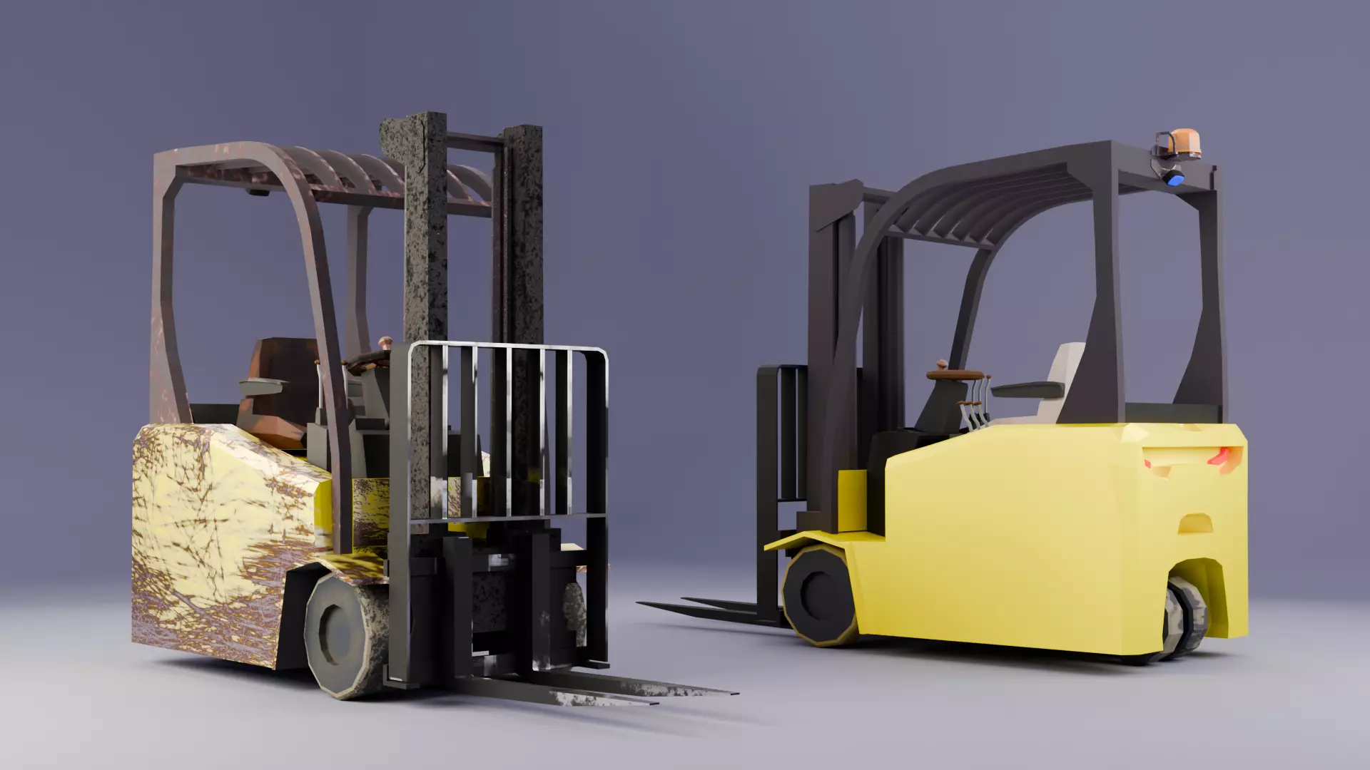 LowPoly Forklift Pack Clean and Rusty Variants Low-poly 3D model_0