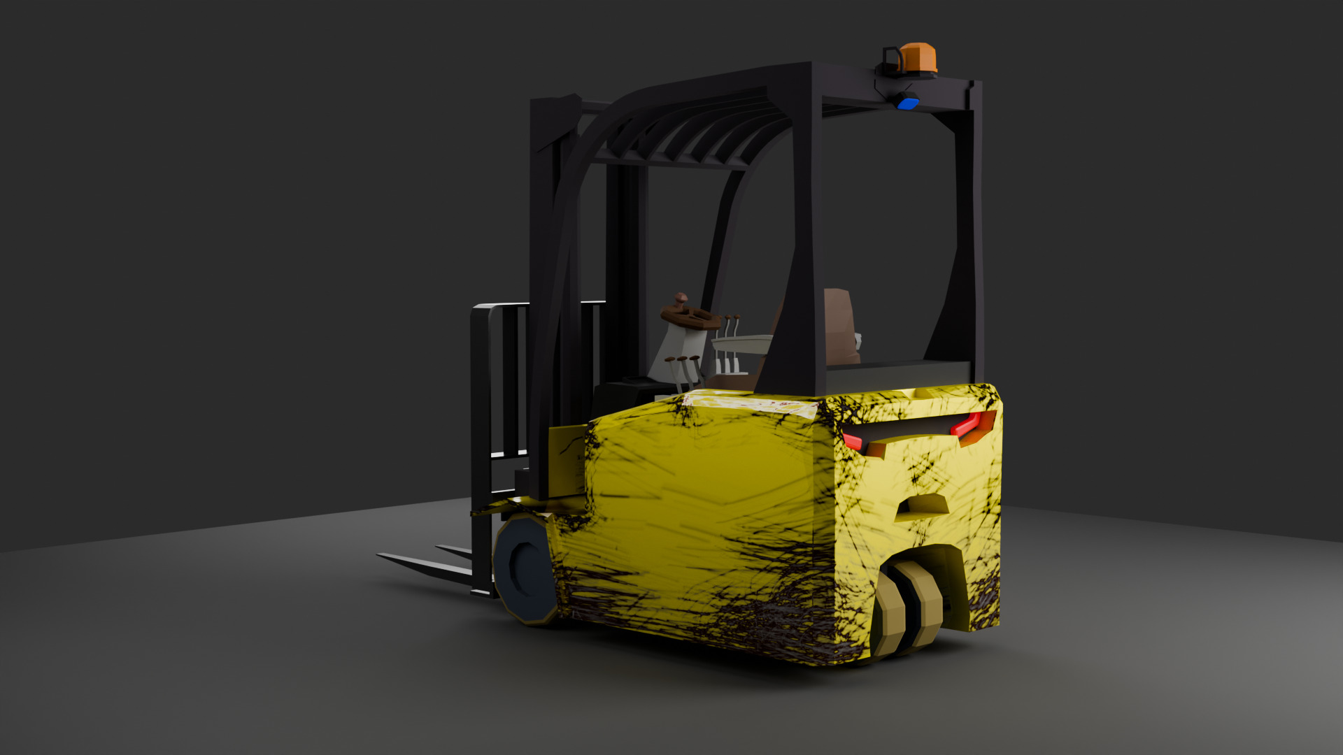 LowPoly Forklift Pack Clean and Rusty Variants Low-poly 3D model_1