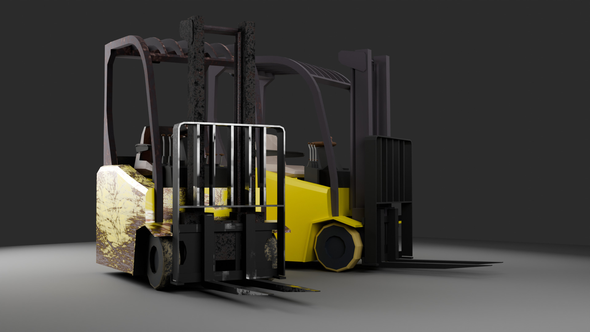 LowPoly Forklift Pack Clean and Rusty Variants Low-poly 3D model_3