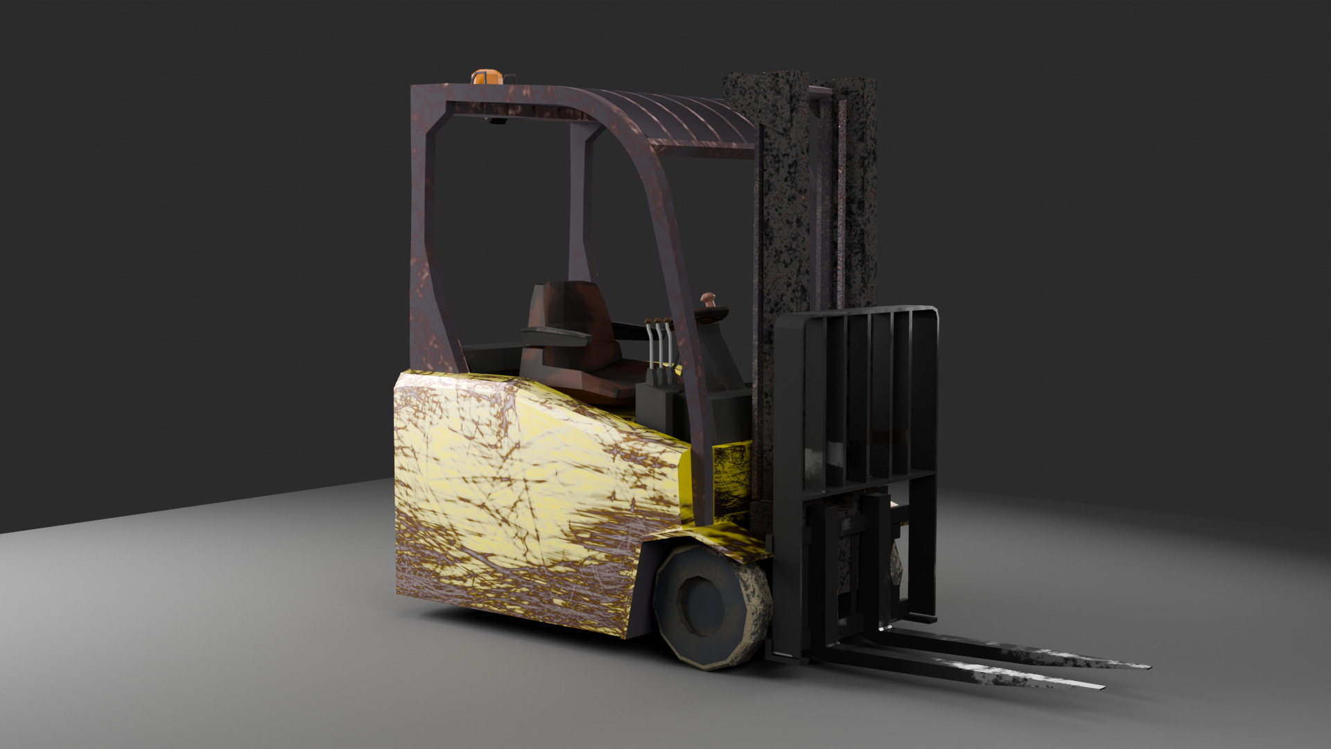 LowPoly Forklift Pack Clean and Rusty Variants Low-poly 3D model_2