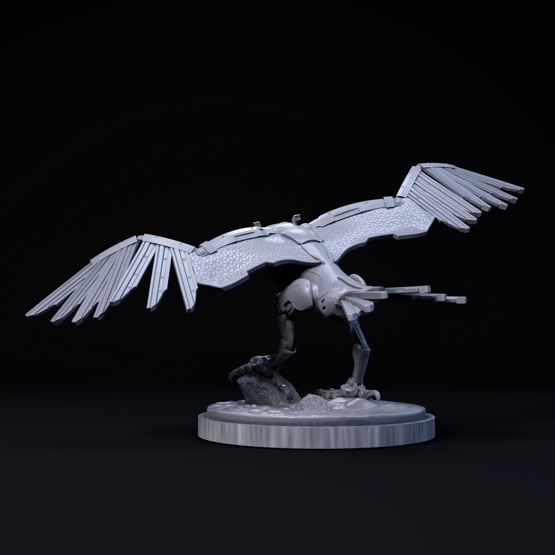 Eagle mecha robot 32mm scale pre-supported bird 3D print model_4