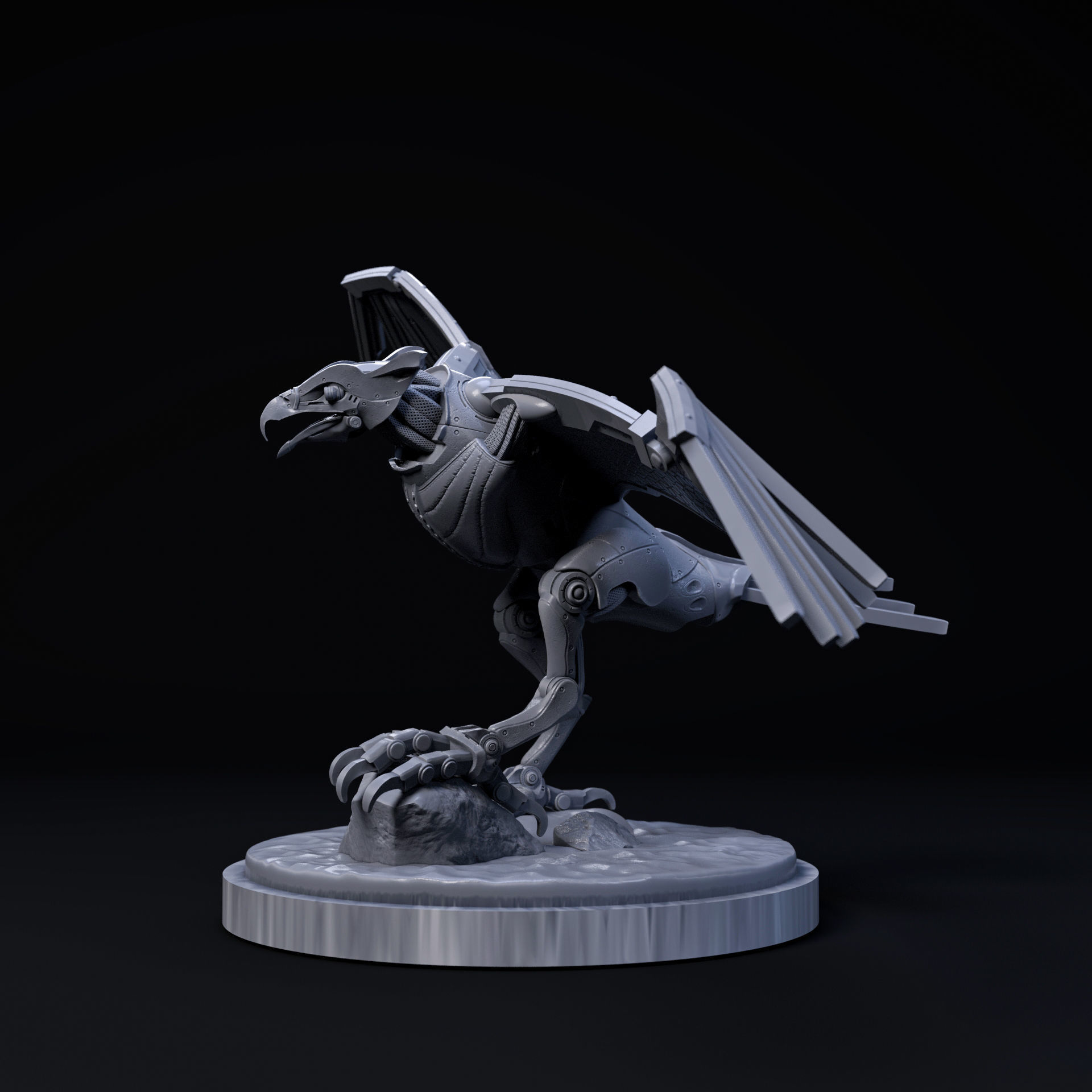 Eagle mecha robot 32mm scale pre-supported bird 3D print model_3