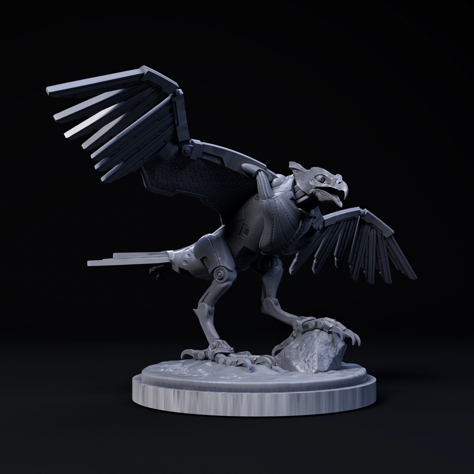 Eagle mecha robot 32mm scale pre-supported bird 3D print model_5