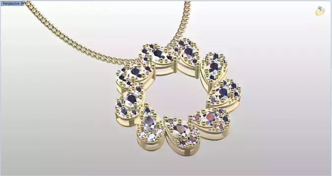 jewel pendant with pear cut diamonds 
