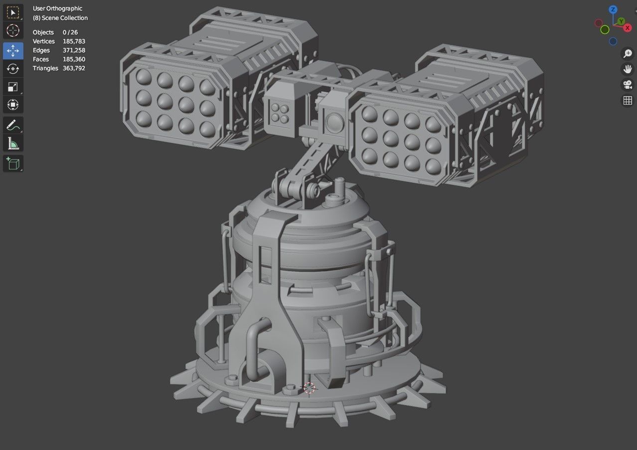 Missile Launcher 2 - Clay 3D model_14