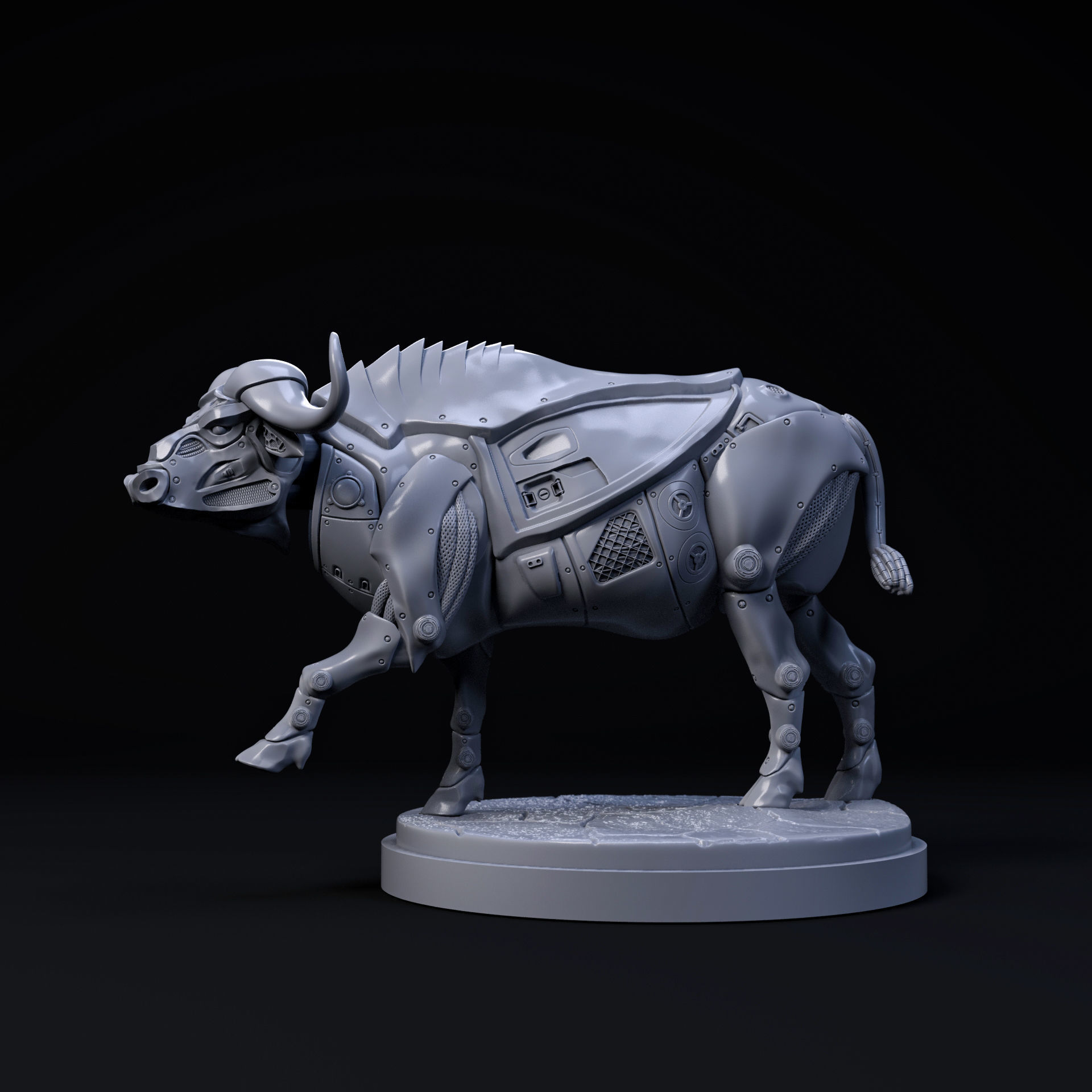 Cape Buffalo mecha robot - pre-supported 3D print model_1