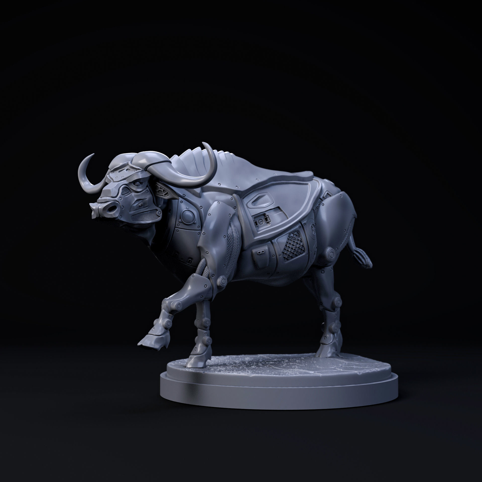 Cape Buffalo mecha robot - pre-supported 3D print model_3
