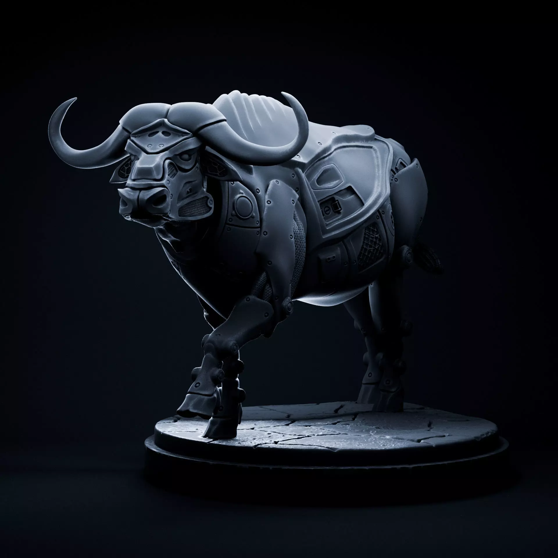 Cape Buffalo mecha robot - pre-supported 3D print model_0
