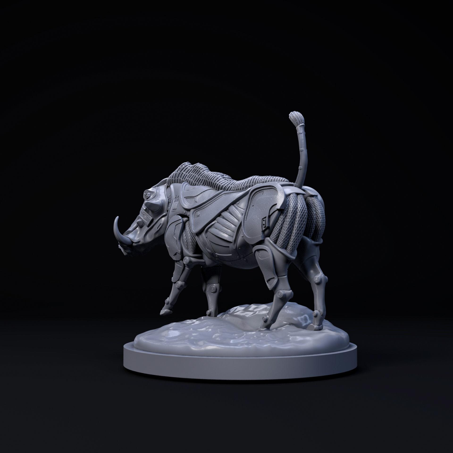 Warthog mecha robot 32mm scale pre-supported animal 3D print model_2