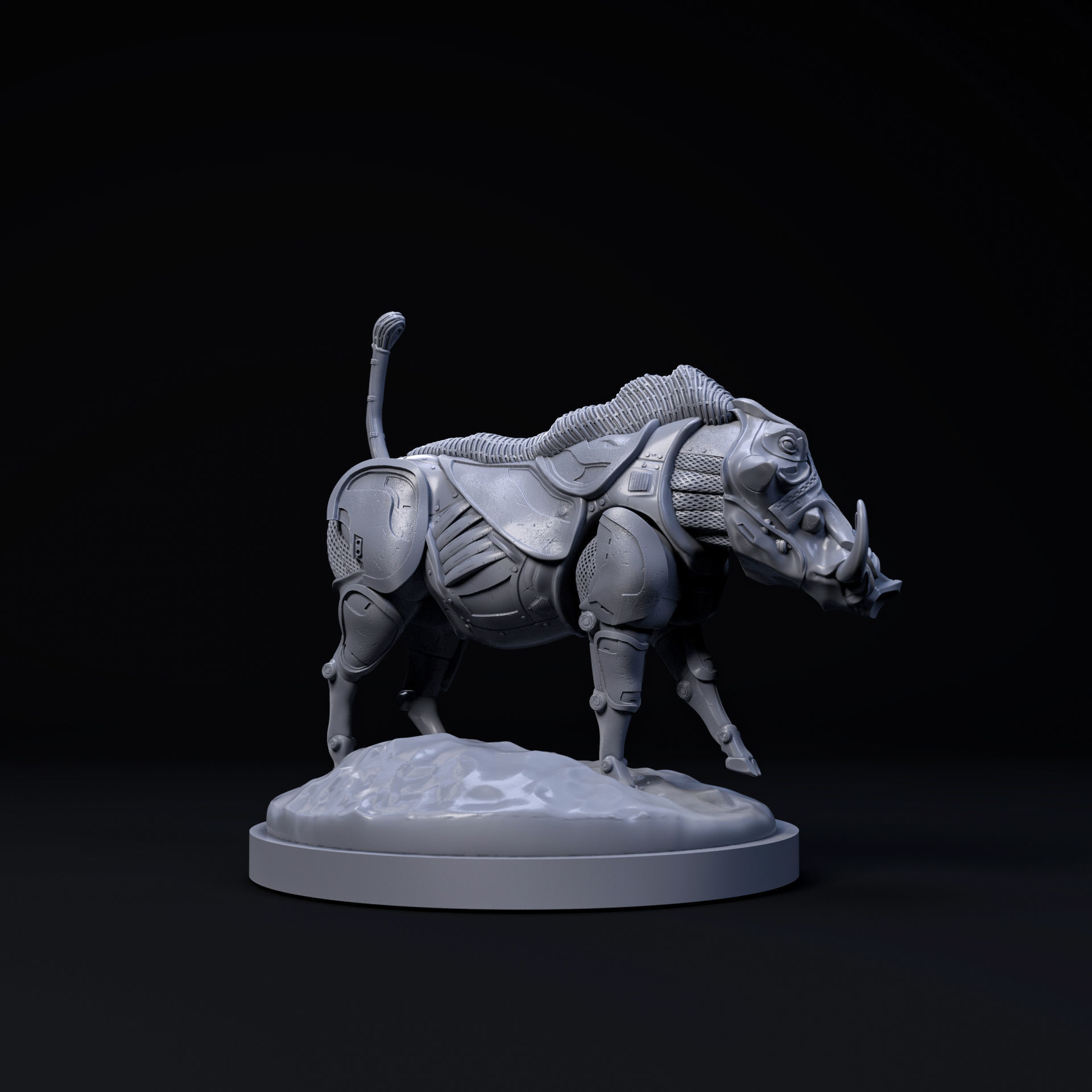 Warthog mecha robot 32mm scale pre-supported animal 3D print model_3