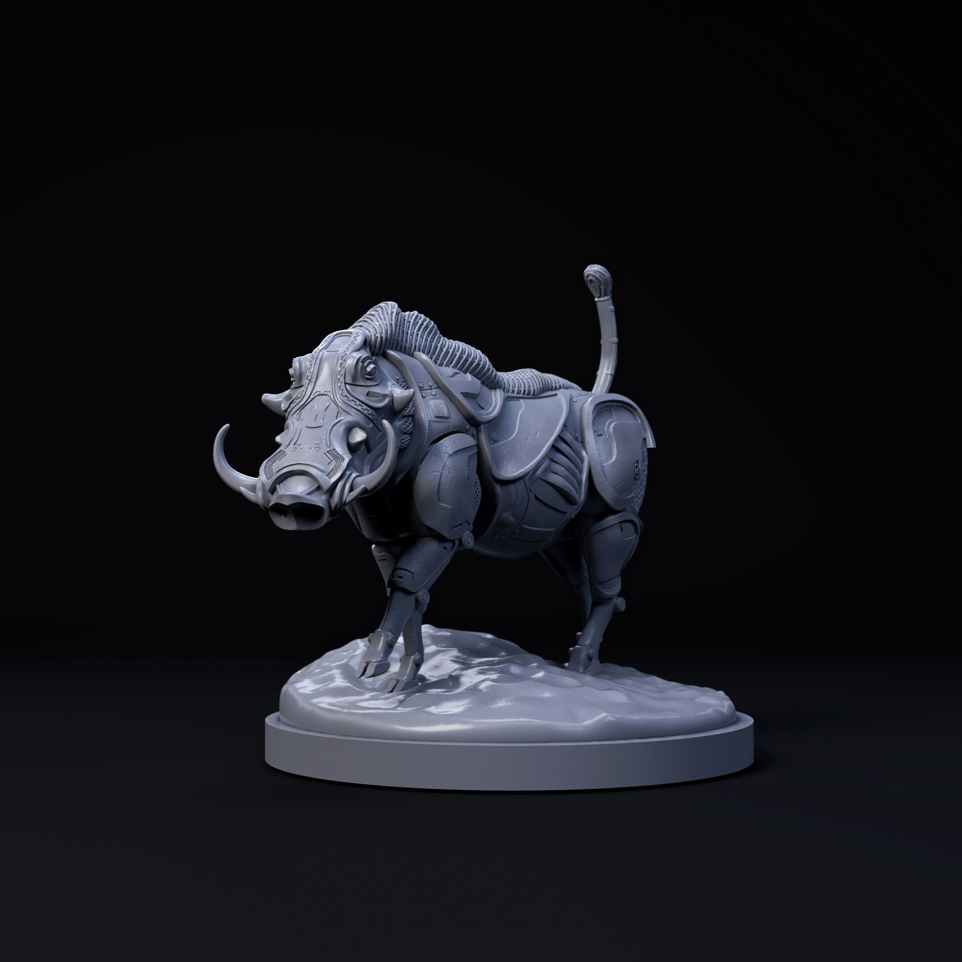 Warthog mecha robot 32mm scale pre-supported animal 3D print model_4