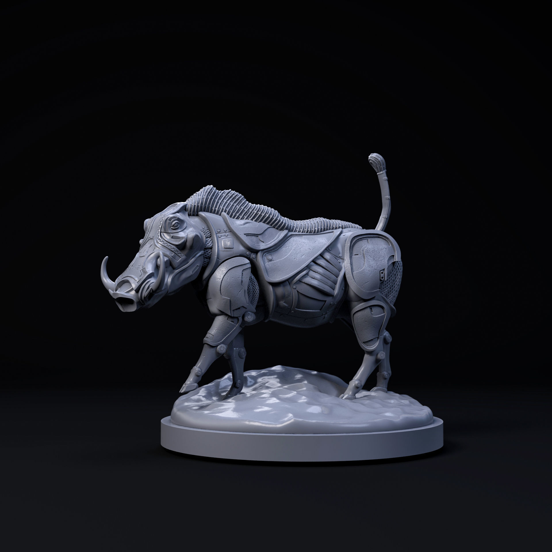 Warthog mecha robot 32mm scale pre-supported animal 3D print model_1