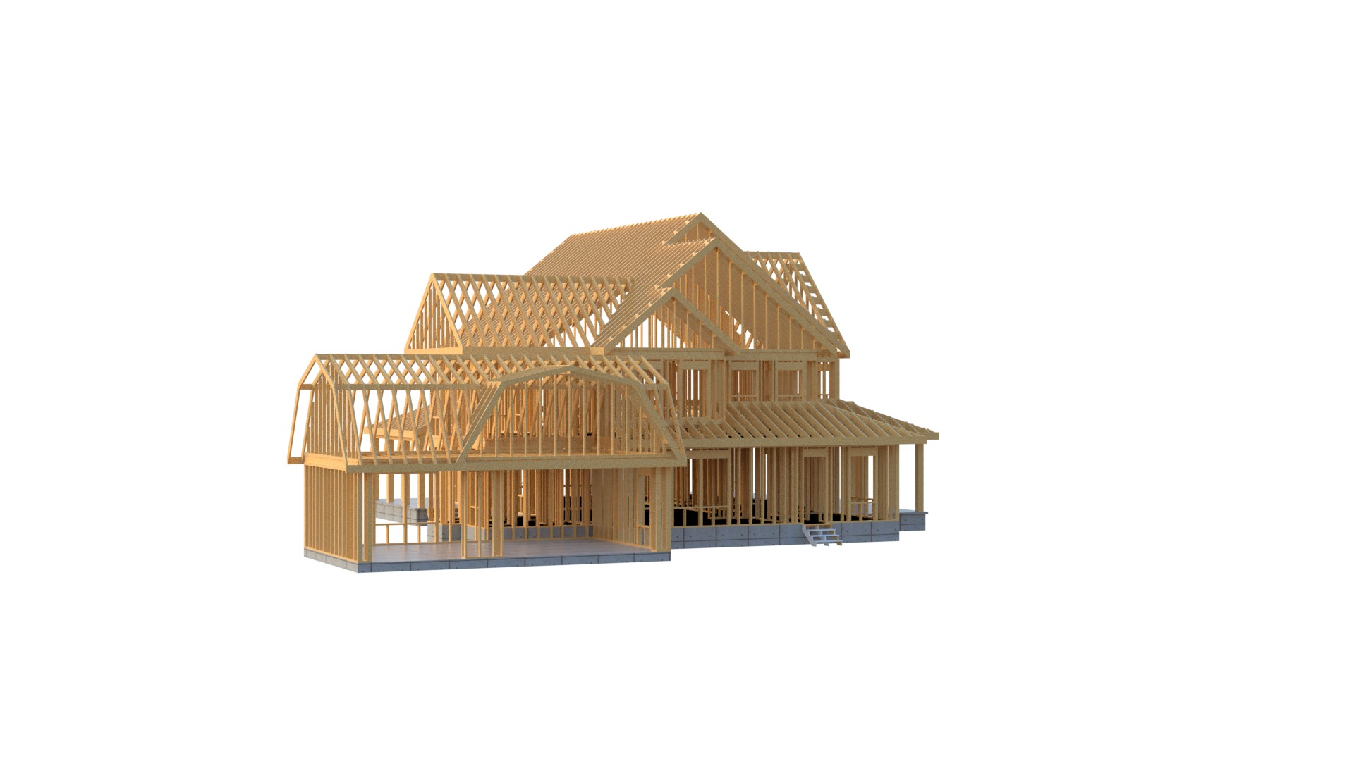 House Framework Construction 3D model_1