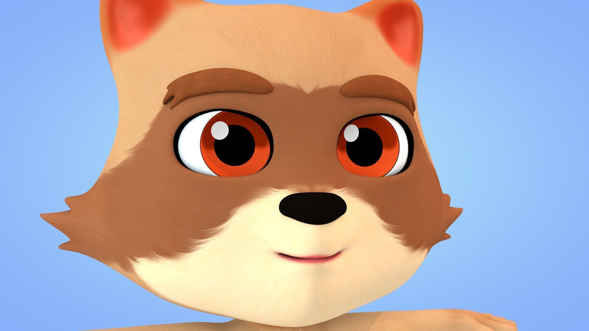 Cartoon Raccoon Low-poly 3D model_8