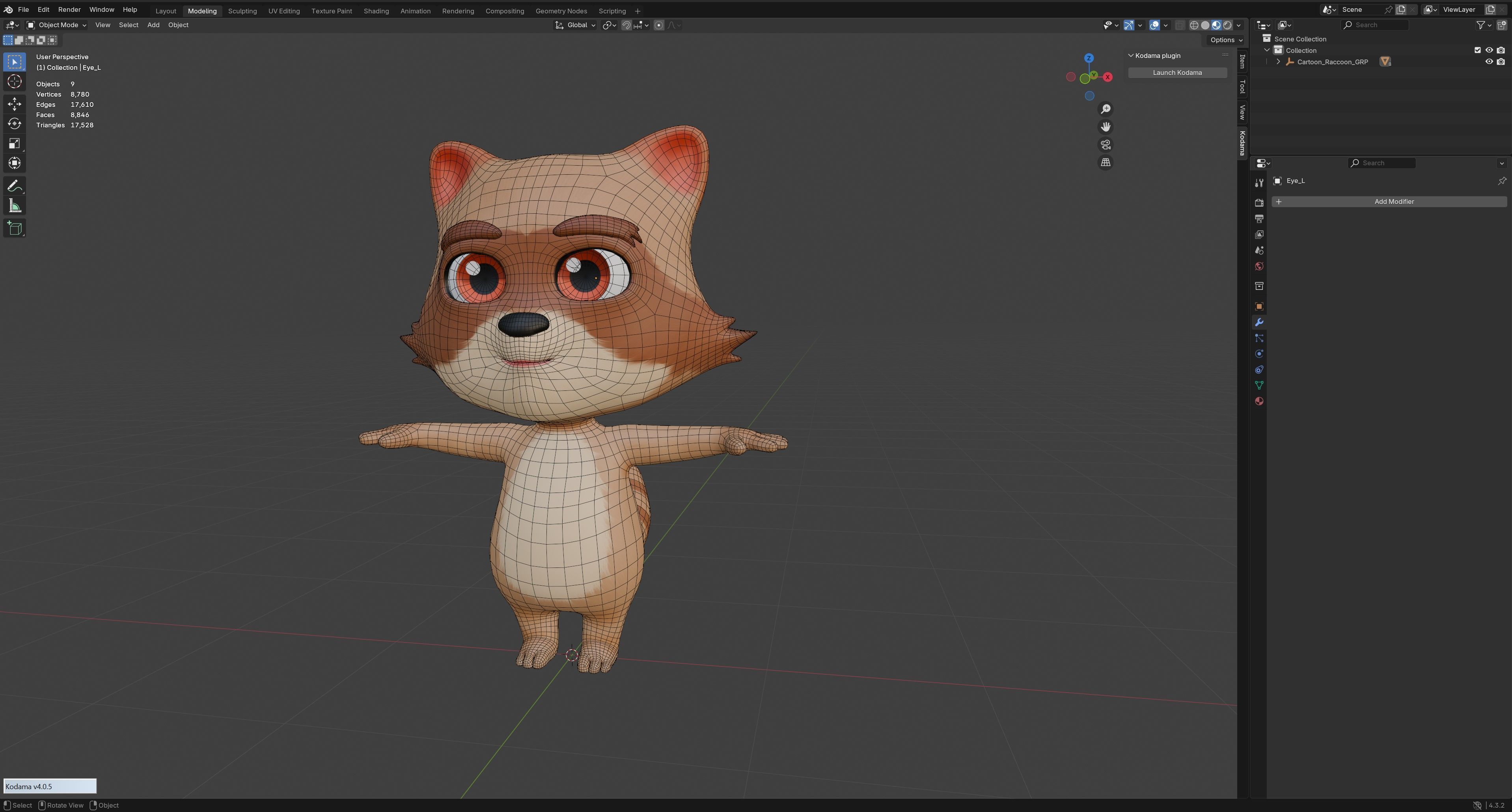Cartoon Raccoon Low-poly 3D model_12