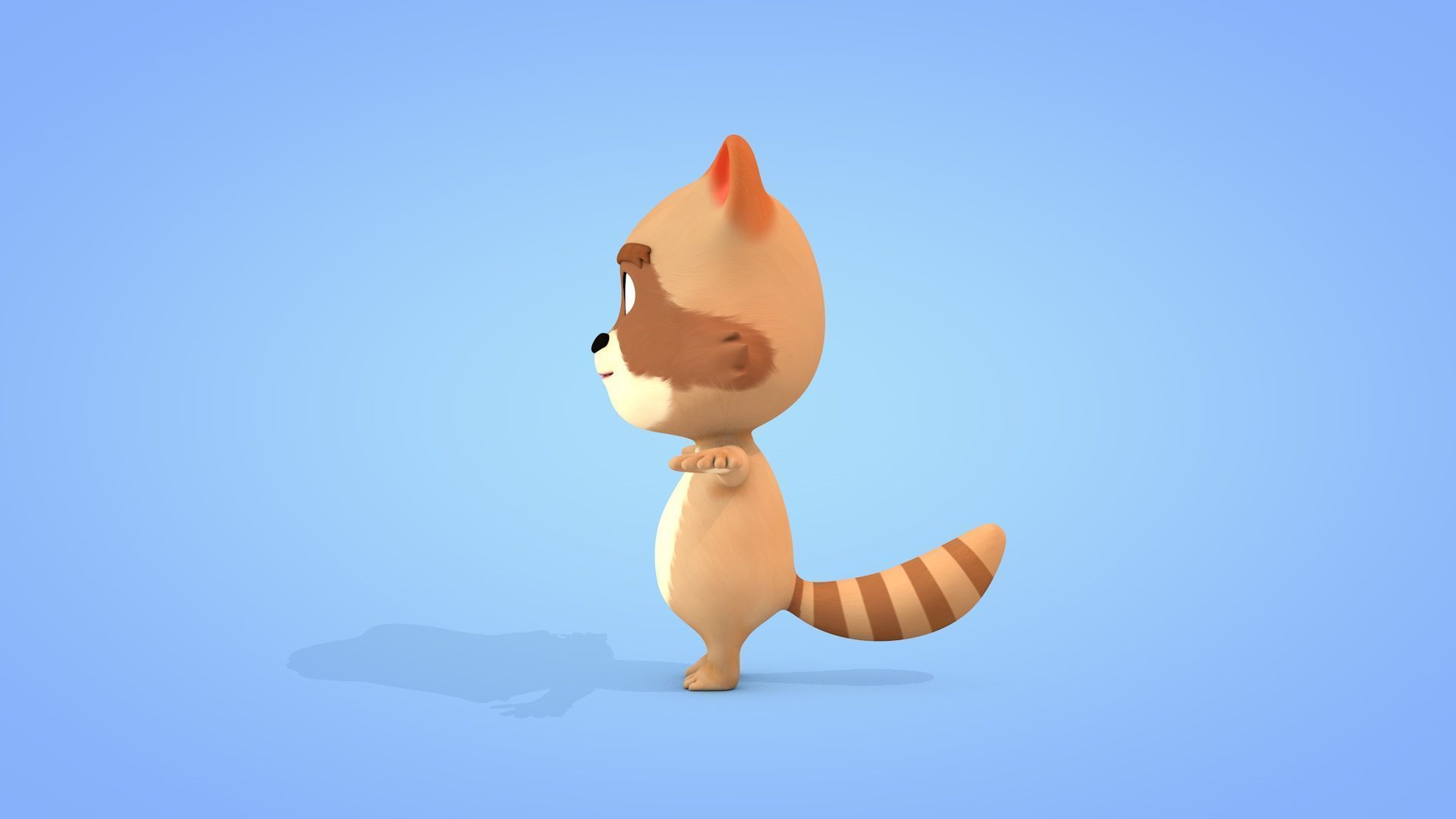 Cartoon Raccoon Low-poly 3D model_2