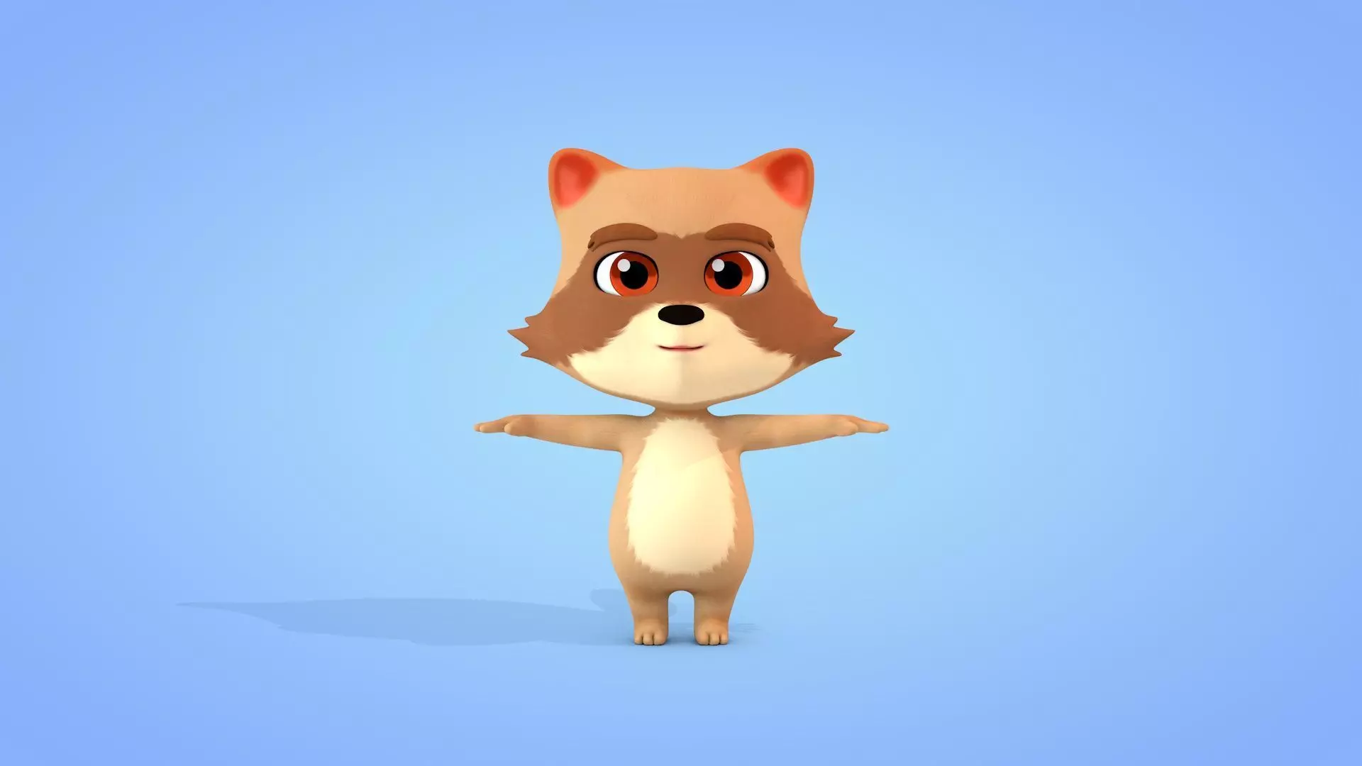 Cartoon Raccoon Low-poly 3D model_0