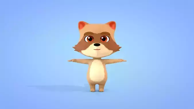 Cartoon Raccoon Low-poly 3D model