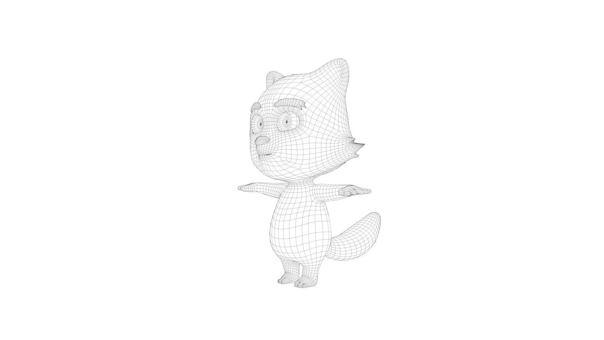 Cartoon Raccoon Low-poly 3D model_14