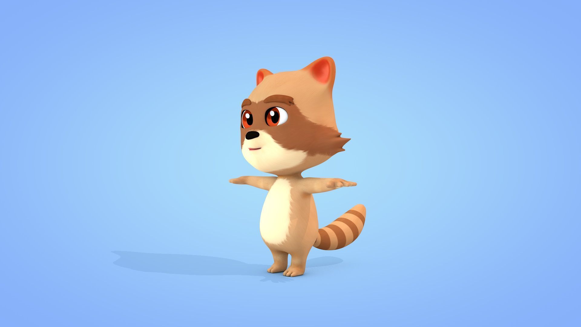 Cartoon Raccoon Low-poly 3D model_1