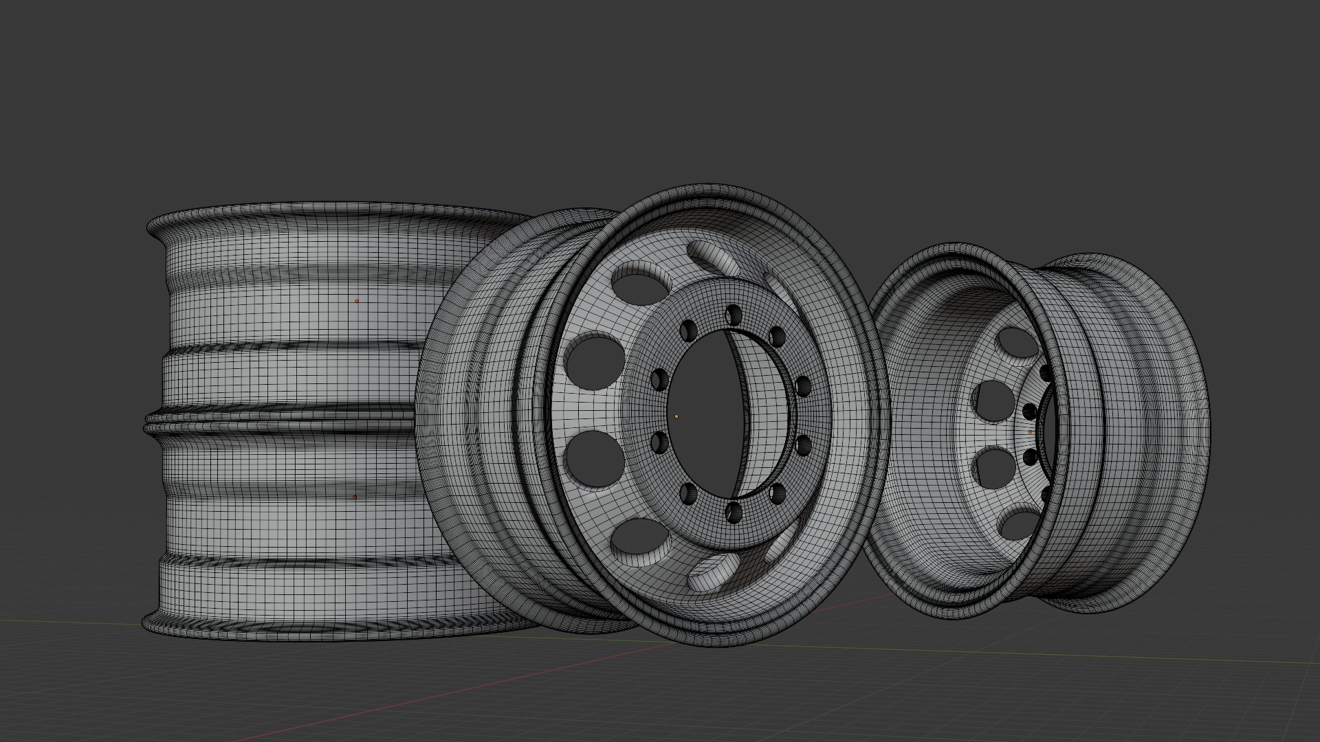car wheel set Low-poly 3D model Low-poly 3D model_4
