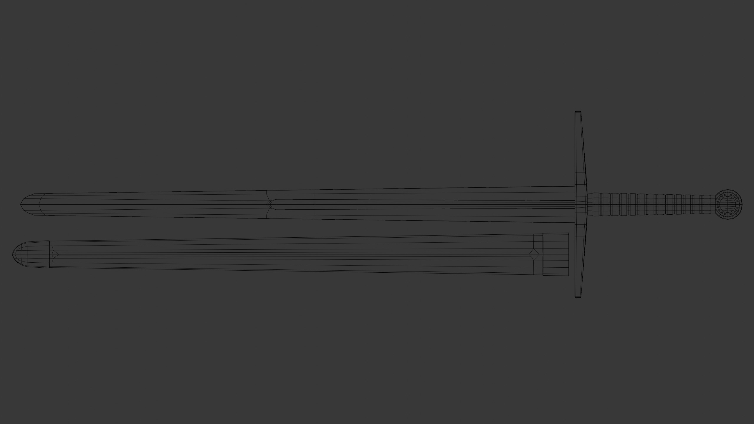 Longsword and Scabbard - 5 Color Variants Low-poly 3D model_8