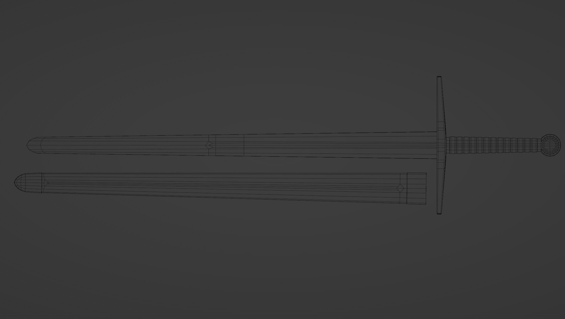 Longsword and Scabbard - 5 Color Variants Low-poly 3D model_4